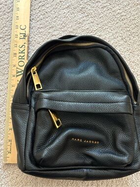 Marc Jacobs Black Pebbled Leather Mini Backpack with Gold Hardware